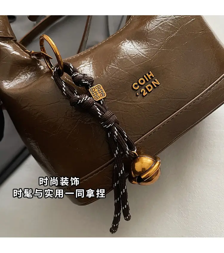 Women Retro Shoulder Bag Brown Gold Zipper Commuter Crossbody — feature 7