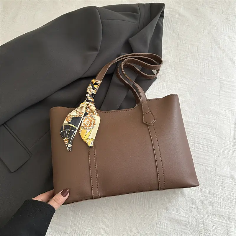 Brown Leather Shoulder Bag for Women College Student - Image 2
