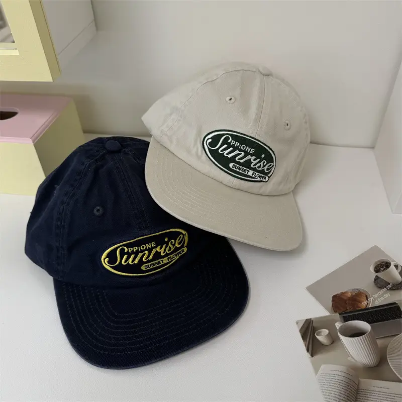 Women's Navy Blue Embroidered Peaked Cap - Image 2