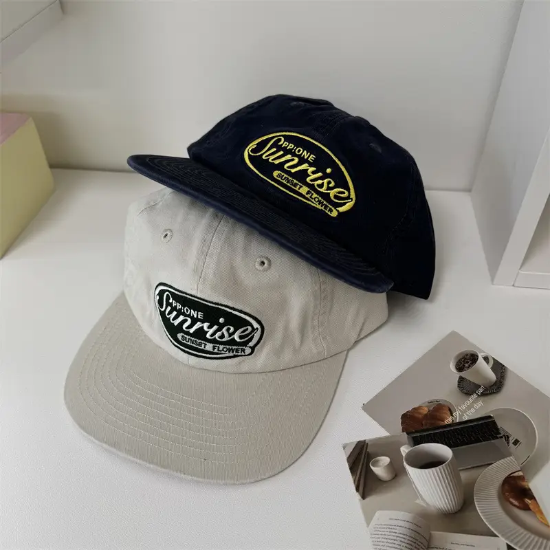 Women's Navy Blue Embroidered Peaked Cap - Image 3