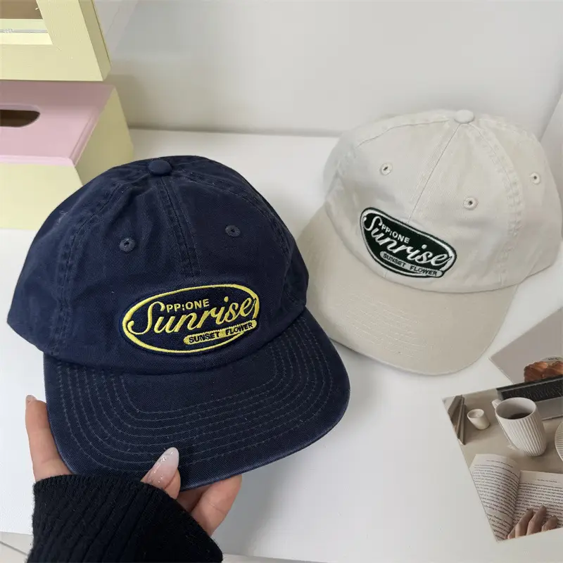 Women's Navy Blue Embroidered Peaked Cap - Image 4