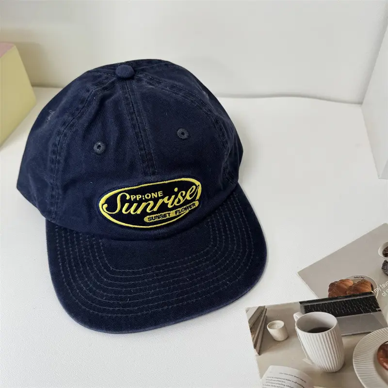 Women's Navy Blue Embroidered Peaked Cap - Image 5