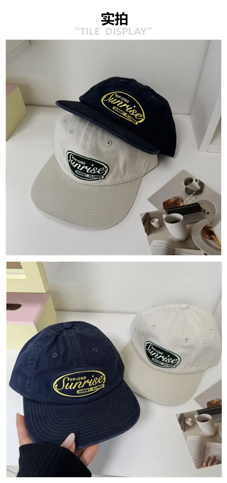 Women's Navy Blue Embroidered Peaked Cap — feature 3