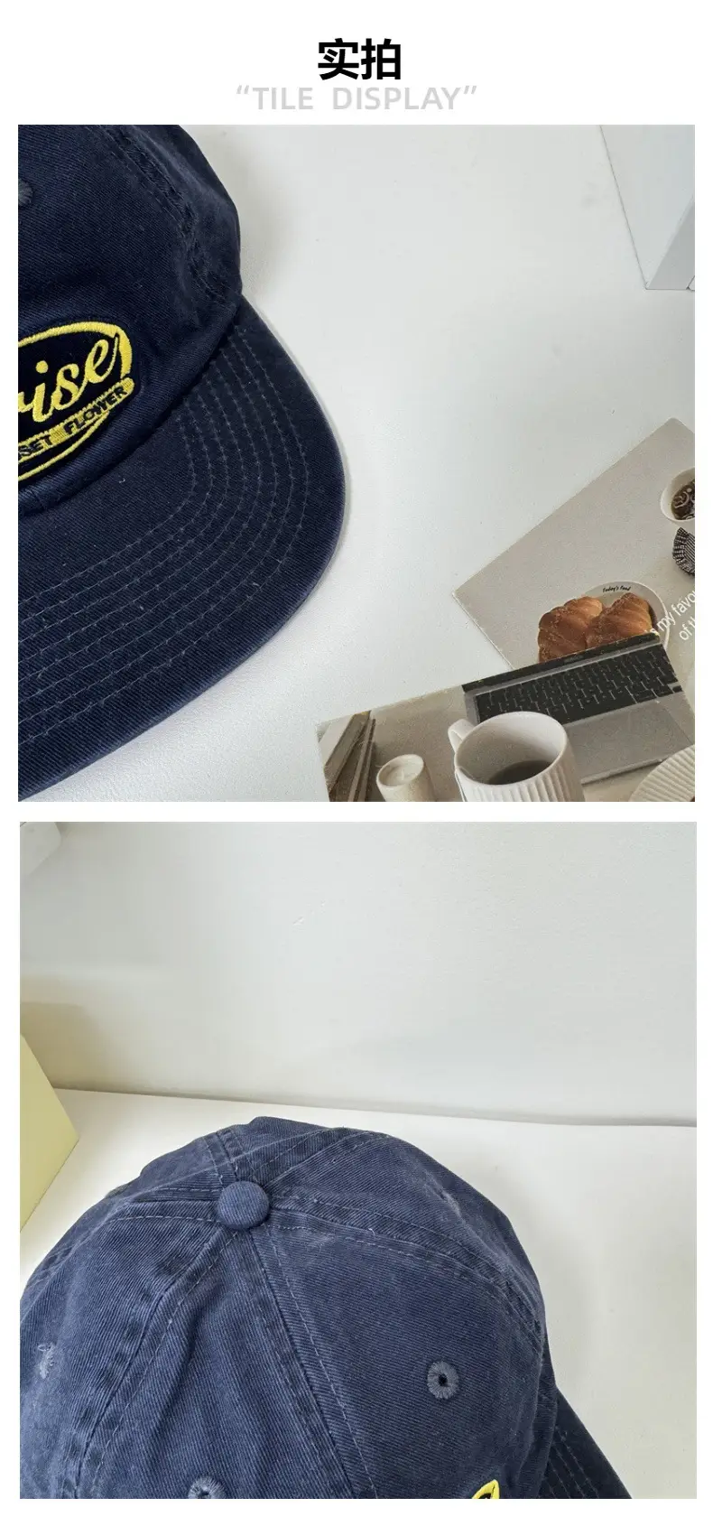 Women's Navy Blue Embroidered Peaked Cap — feature 4