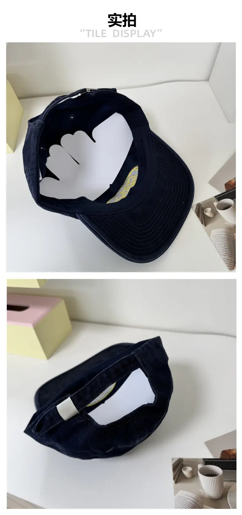 Women's Navy Blue Embroidered Peaked Cap — feature 5