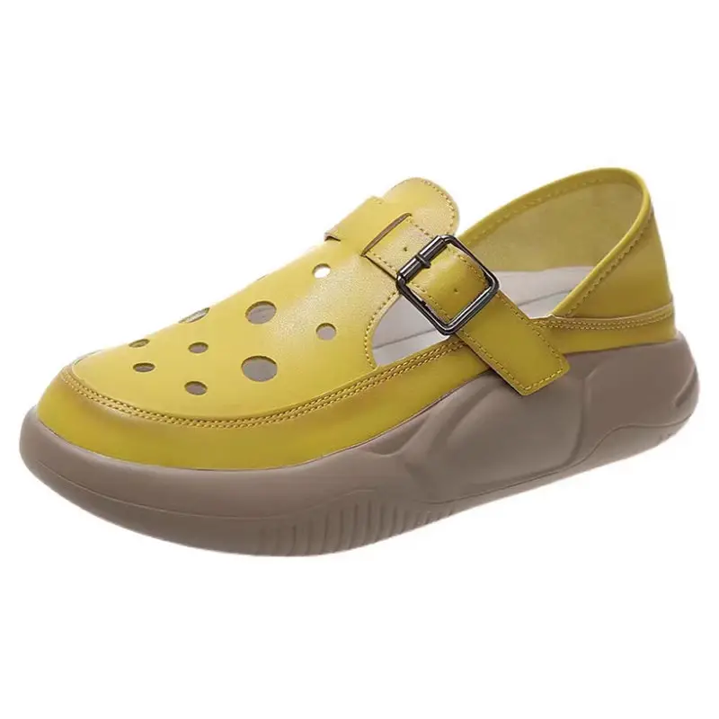 Leather Retro Toe Sandals 2025 Summer Outer Wear New Fashion Sandals and Slippers Non-slip Breathable Hollow-out Mother Shoes - Image 6