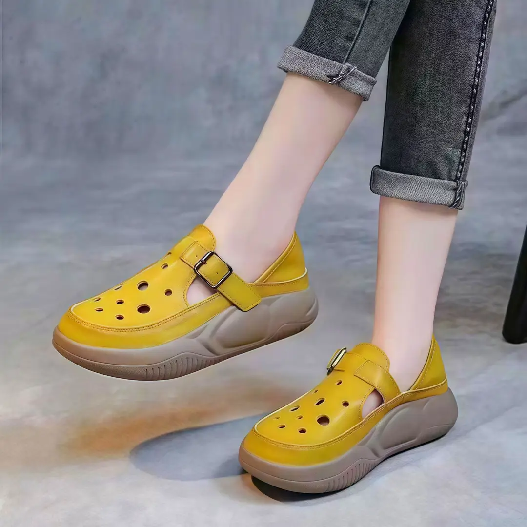 Leather Retro Toe Sandals 2025 Summer Outer Wear New Fashion Sandals and Slippers Non-slip Breathable Hollow-out Mother Shoes — feature 5