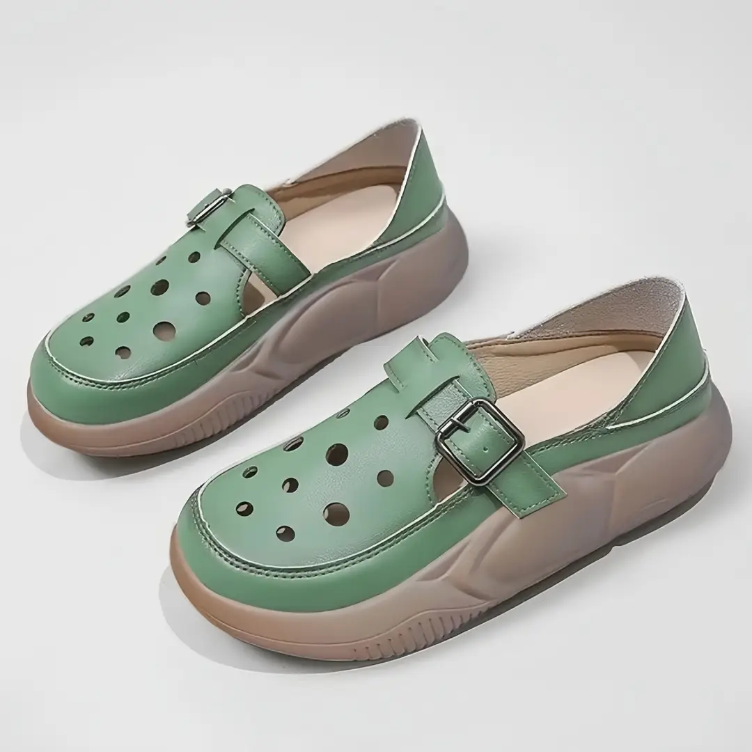 Leather Retro Toe Sandals 2025 Summer Outer Wear New Fashion Sandals and Slippers Non-slip Breathable Hollow-out Mother Shoes - Image 2
