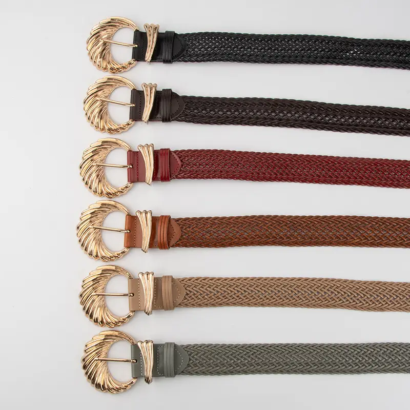 Korean Style Woven Belt for Women White Black Gold - Image 8
