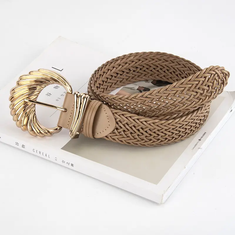 Korean Style Woven Belt for Women White Black Gold - Image 9