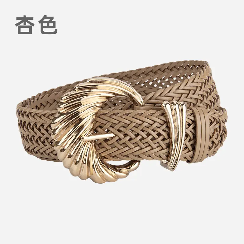 Korean Style Woven Belt for Women White Black Gold - Image 5