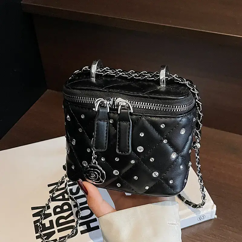 Studded Mini Crossbody Bag with Chain Strap - Image 6