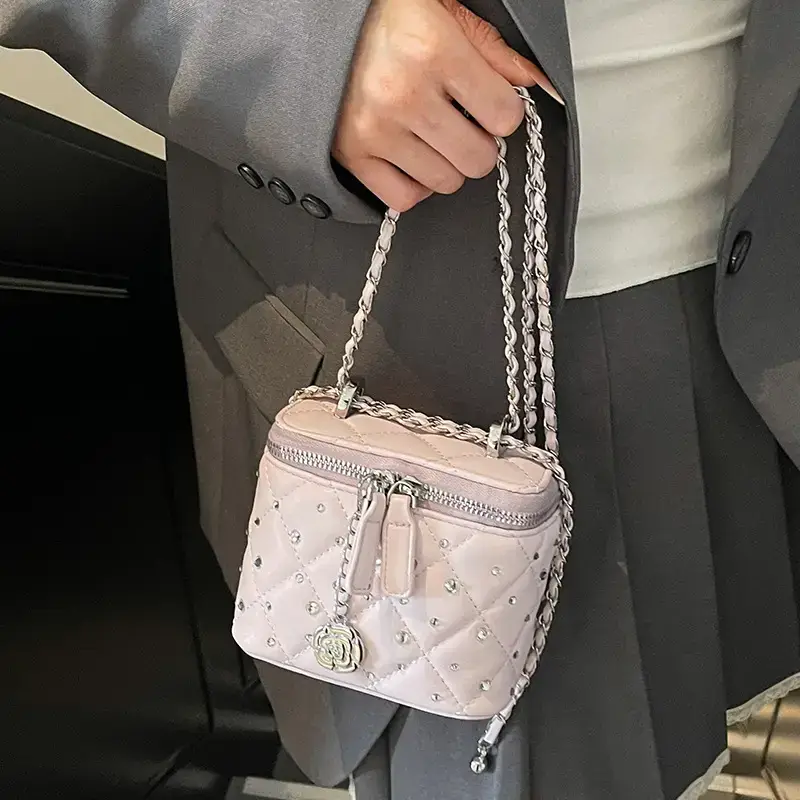 Studded Mini Crossbody Bag with Chain Strap - Image 8