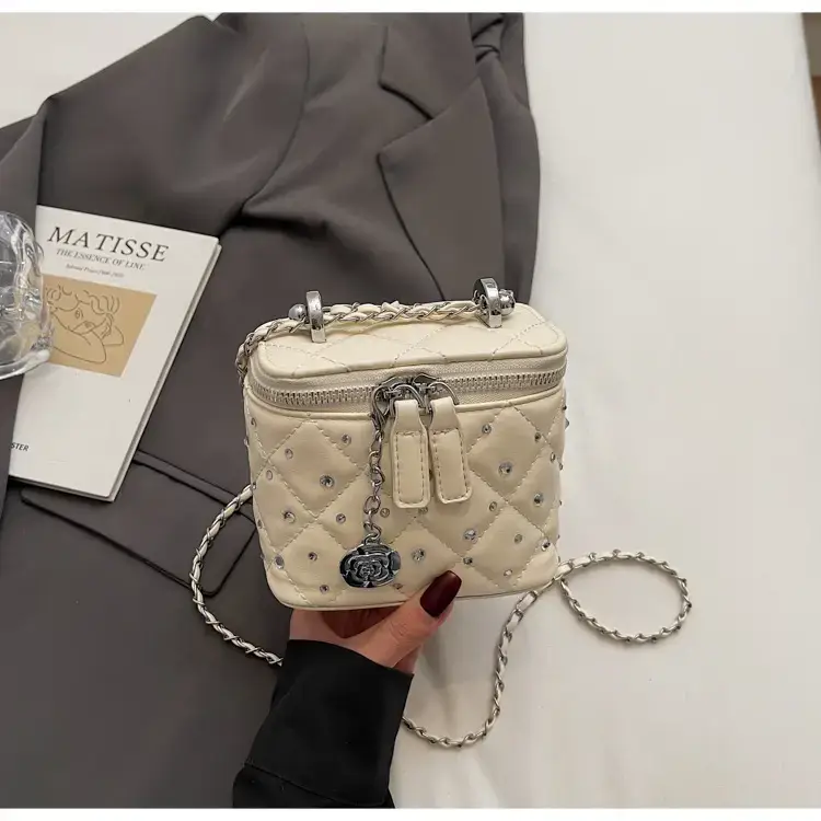 Studded Mini Crossbody Bag with Chain Strap - Image 2