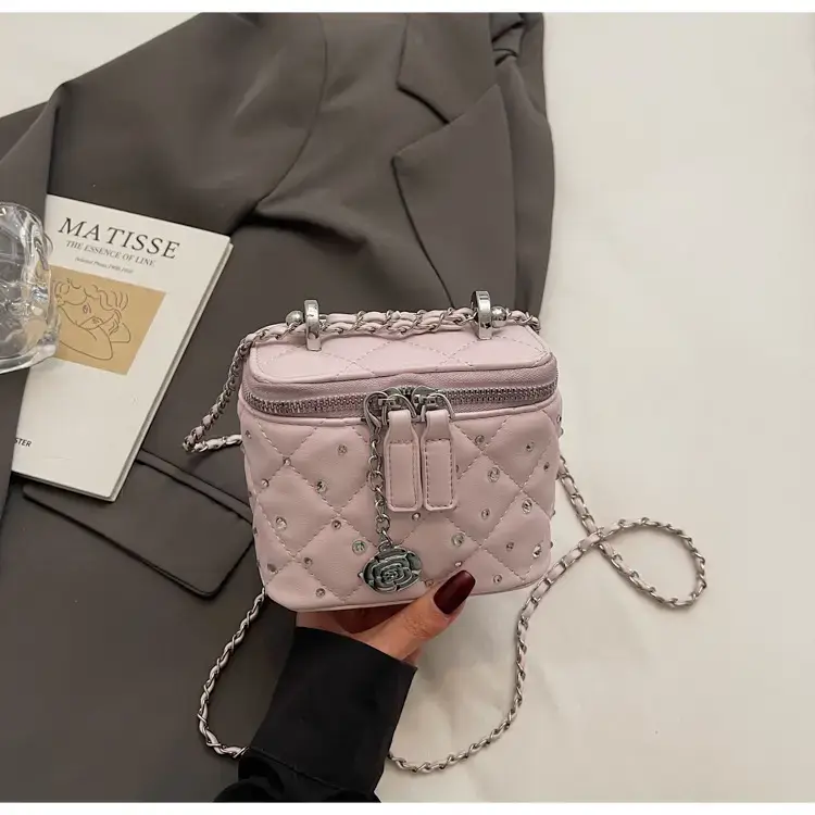 Studded Mini Crossbody Bag with Chain Strap - Image 3