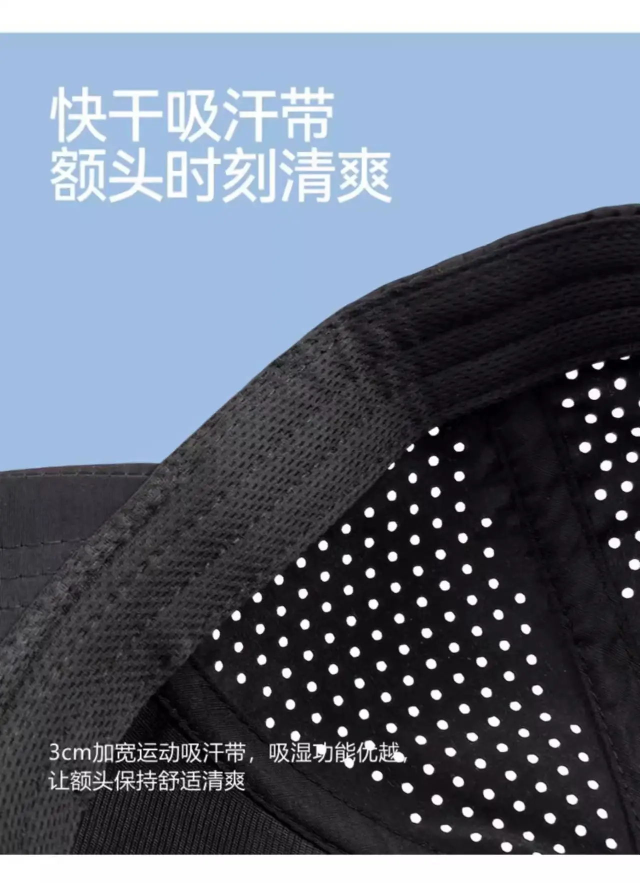 Men's Blue Mesh Big Head Cap with Perforation — feature 4