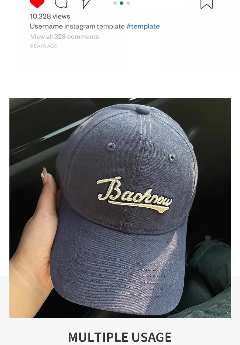 2025 Korean-style Red Baseball Cap with "Backing" Embroidery — feature 3