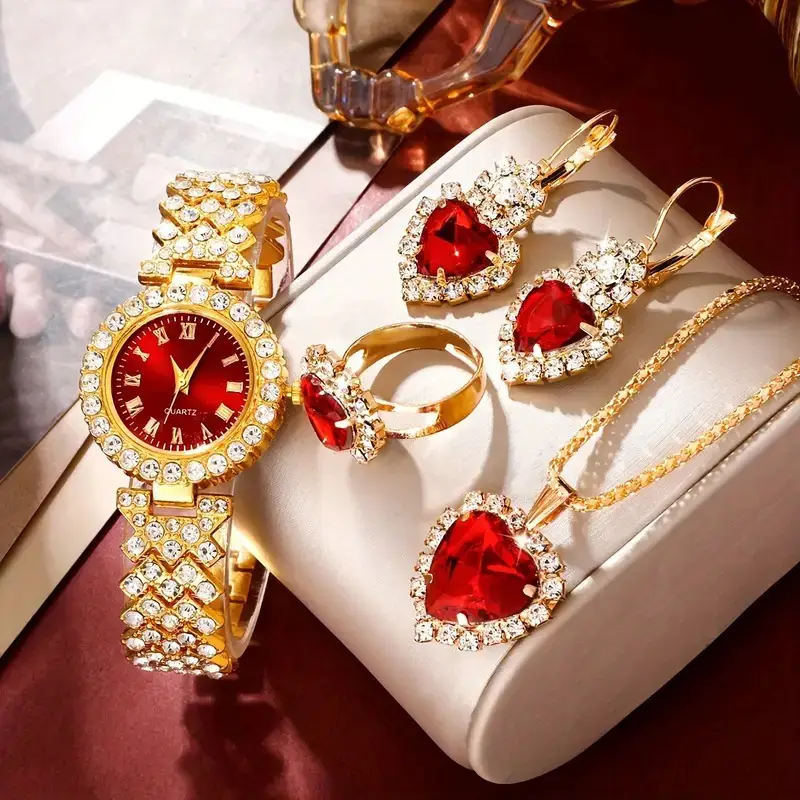 Cheyin European and American Ins Cross-Border Popular Women's Watch Rhinestone Jewelry Hot Selling Colored Diamond British Watch Women's Watch Exquisite Set
