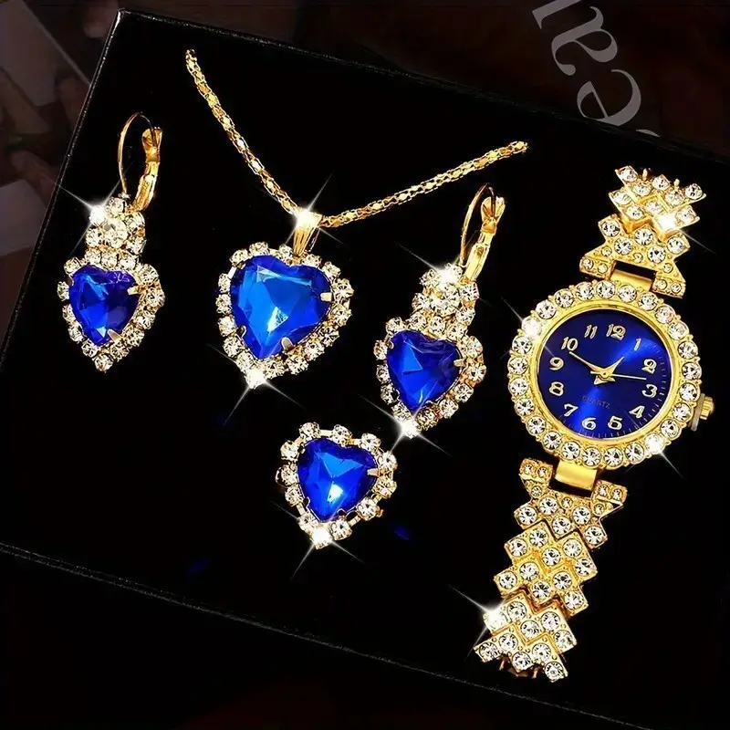 Cheyin European and American Ins Cross-Border Popular Women's Watch Rhinestone Jewelry Hot Selling Colored Diamond British Watch Women's Watch Exquisite Set