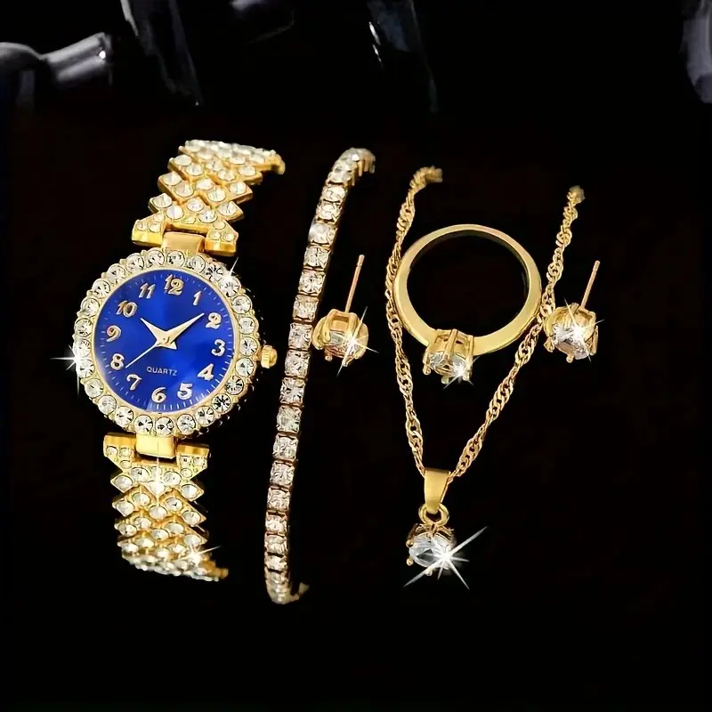 Cheyin European and American Ins Cross-Border Popular Women's Watch Rhinestone Jewelry Hot Selling Colored Diamond British Watch Women's Watch Exquisite Set