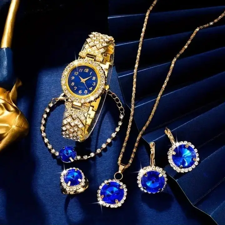 Cheyin European and American Ins Cross-Border Popular Women's Watch Rhinestone Jewelry Hot Selling Colored Diamond British Watch Women's Watch Exquisite Set