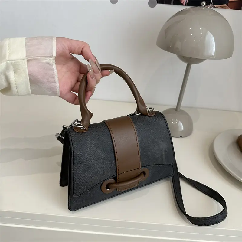 Women's Mini Handheld Bag with Leather Strap - Image 6