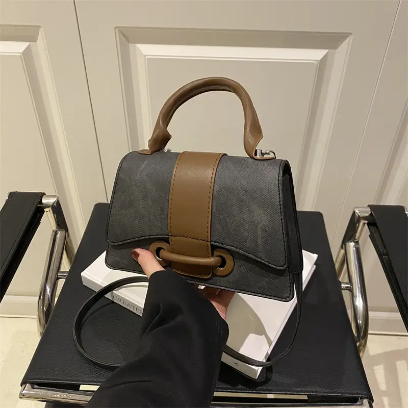 Women's Mini Handheld Bag with Leather Strap - Image 7