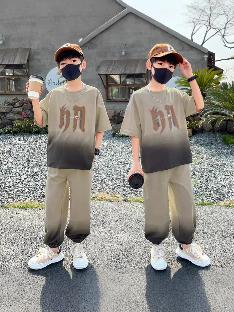Boys 2025 Gradient T-Shirt Two-Piece Set — feature 9
