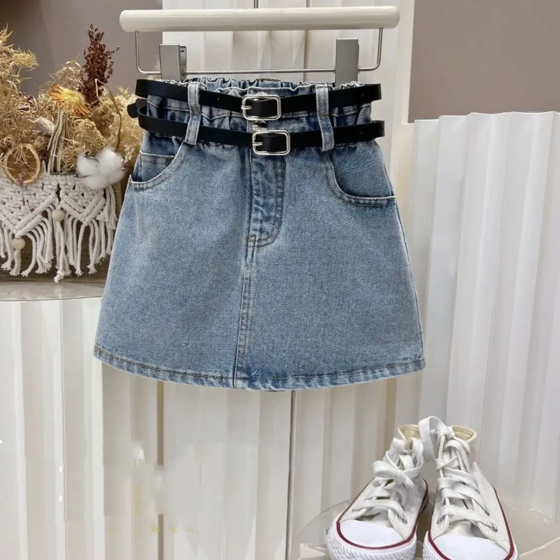 Ancorelala Girls Ruffled Top & Denim Skirt Set Pink — feature 7