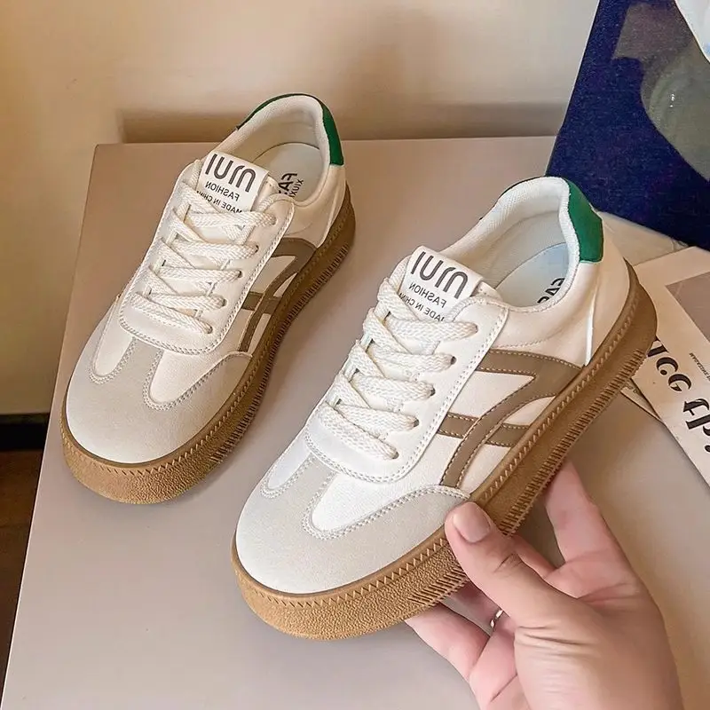 Women's Green Canvas Casual Sneakers 2025 Spring Autumn - Image 4