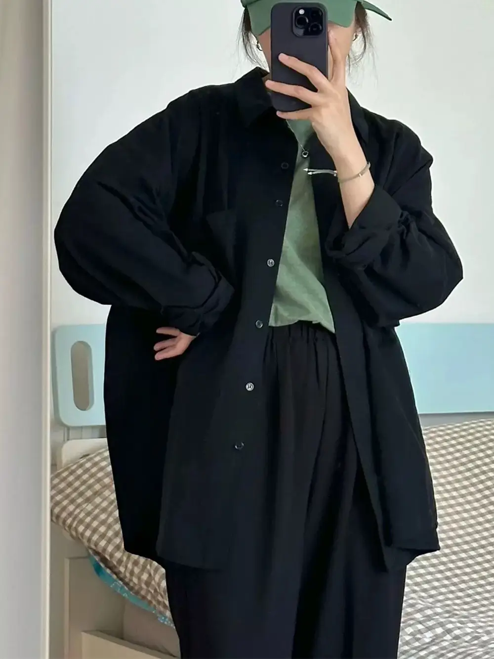 Korean high-end blue shirt jacket women's spring and summer loose long sleeve temperament lazy wind shirt wholesale — feature 10