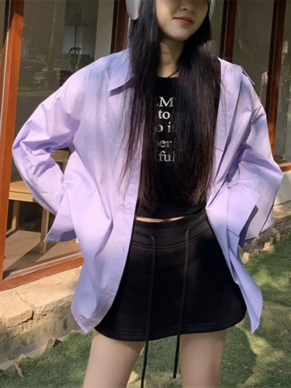 Korean high-end blue shirt jacket women's spring and summer loose long sleeve temperament lazy wind shirt wholesale
