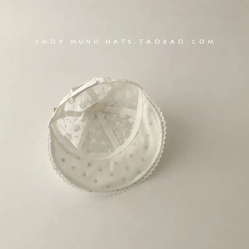 Baby's Pink Lace Sun Hat with Bow — feature 11