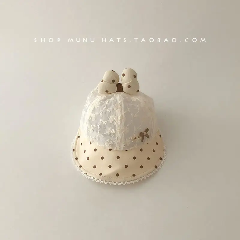 Baby's Pink Lace Sun Hat with Bow — feature 14