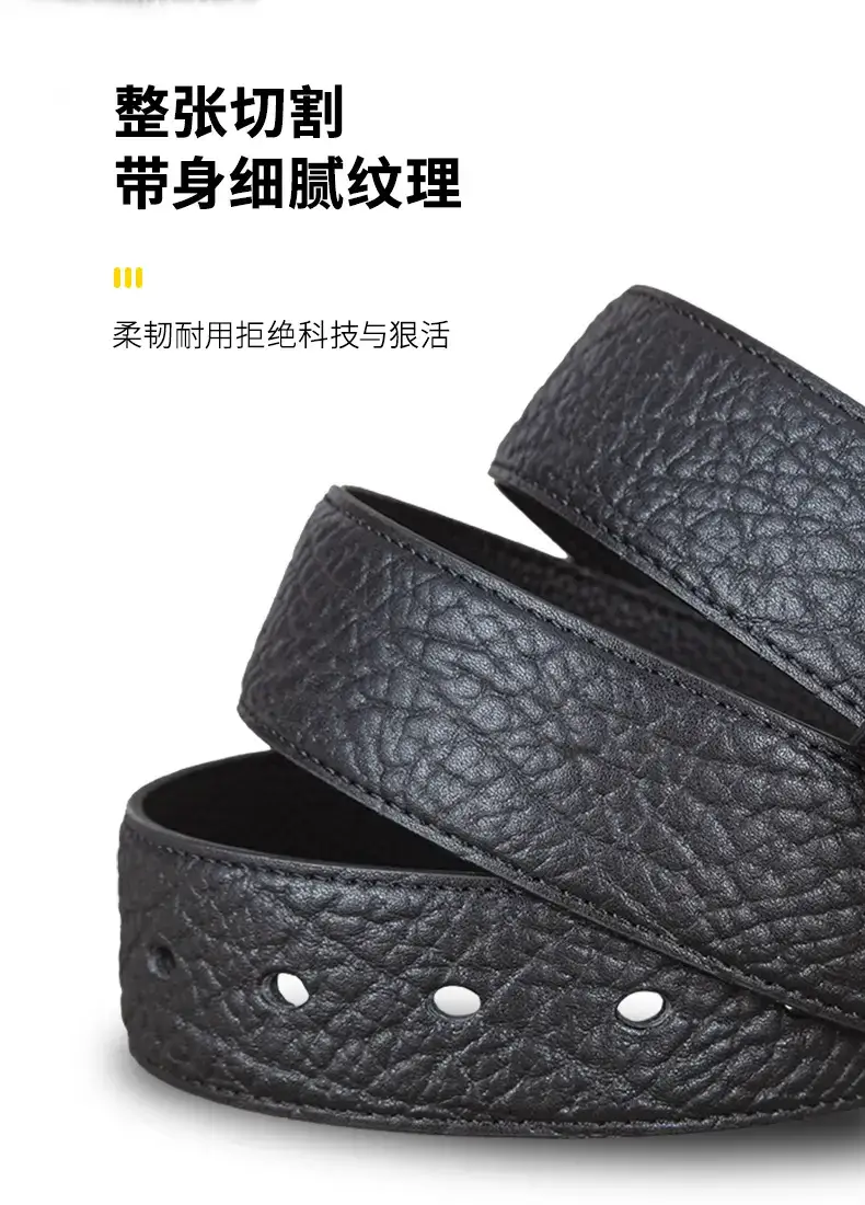 Men Genuine Leather Pin Buckle Belt Black — feature 6