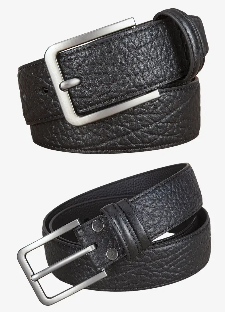Men Genuine Leather Pin Buckle Belt Black — feature 9