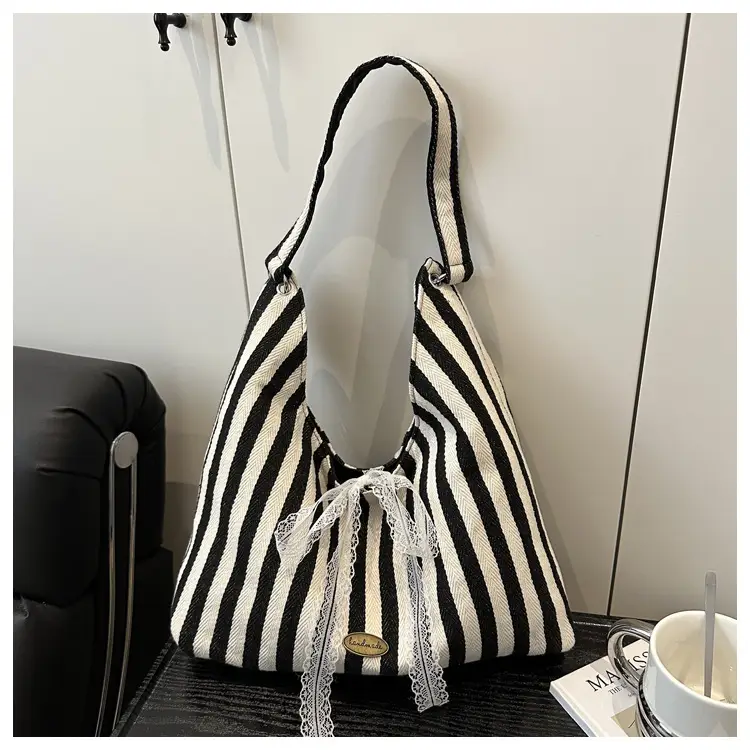 Red White Striped Double Sided Tote Bag — feature 24