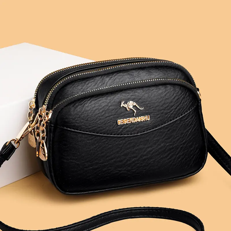 Black Korean Style Shoulder Crossbody Bag for Women