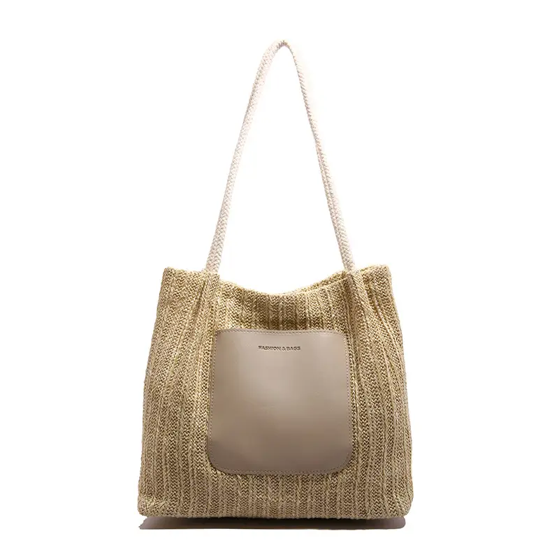 Women Woven Straw Shoulder Bag Large Capacity 2025