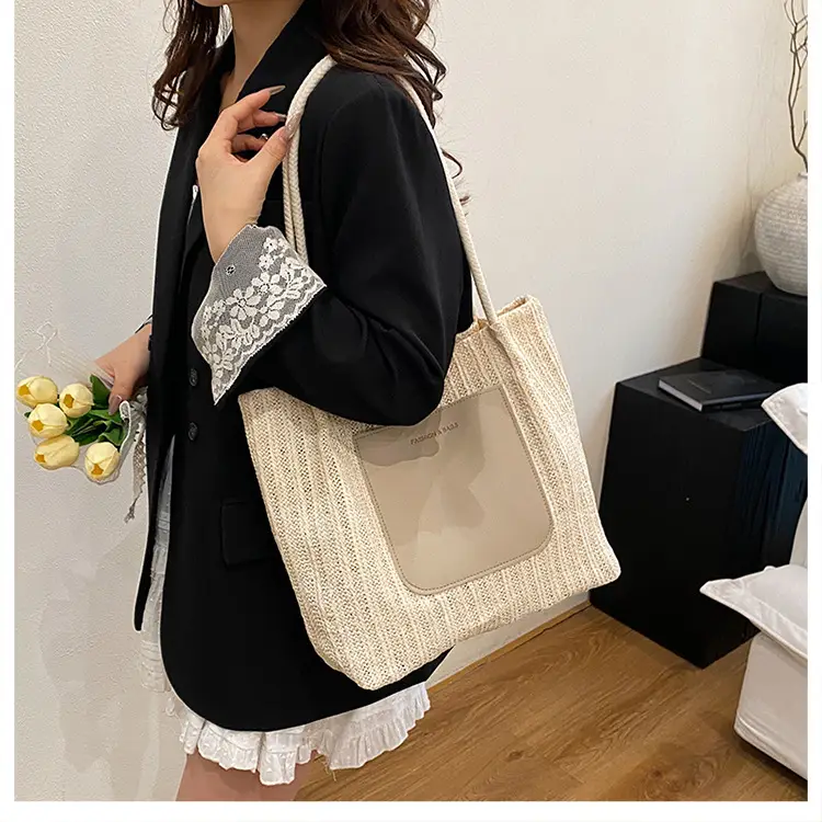 Women Woven Straw Shoulder Bag Large Capacity 2025 — feature 14