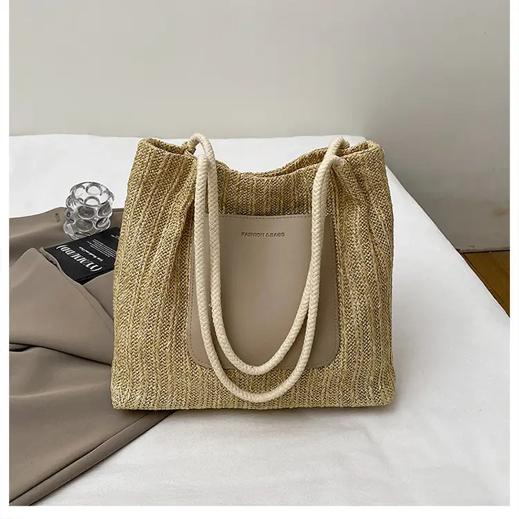 Women Woven Straw Shoulder Bag Large Capacity 2025
