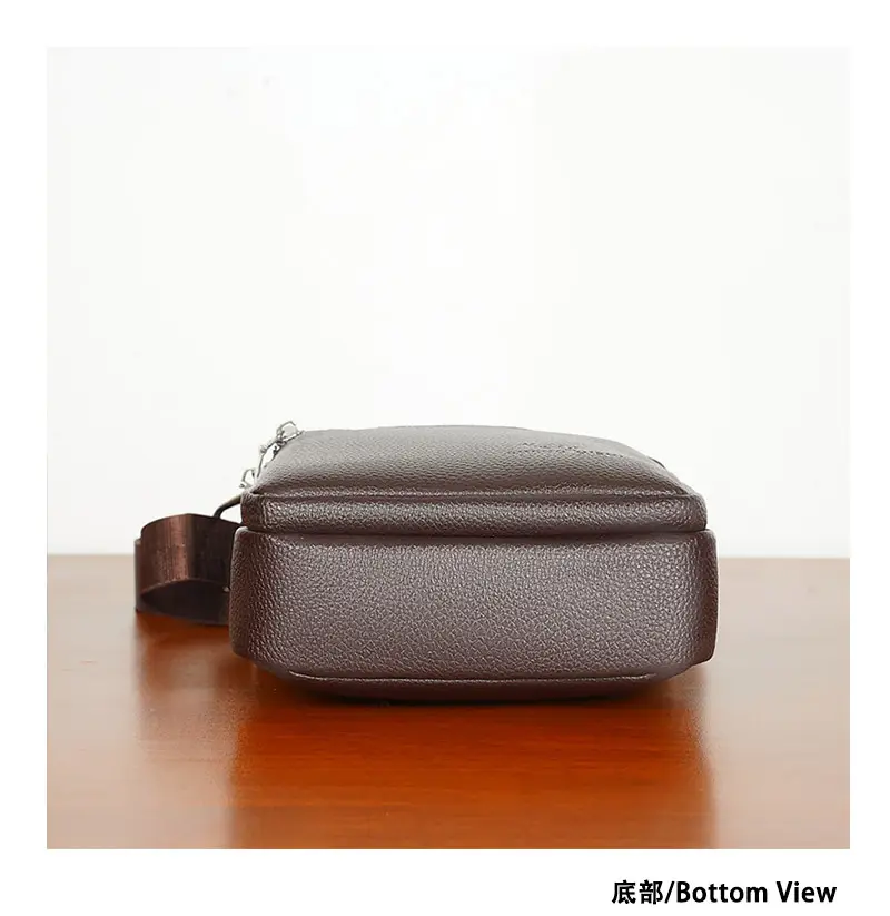 Men's Pebbled Leather Crossbody Bag Black Multi-Compartment — feature 9