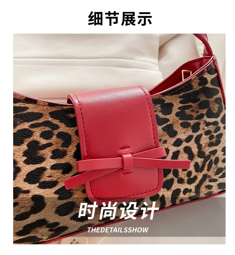 Leopard Print Red Shoulder Bag for Women — feature 2
