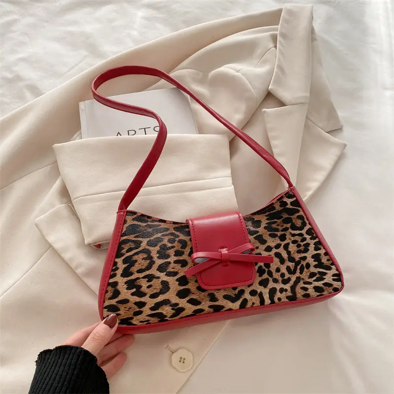 Leopard Print Red Shoulder Bag for Women - Image 3