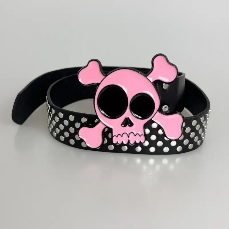Black Skull Rivet Belt for Men Women Hip Hop Gothic — feature 4