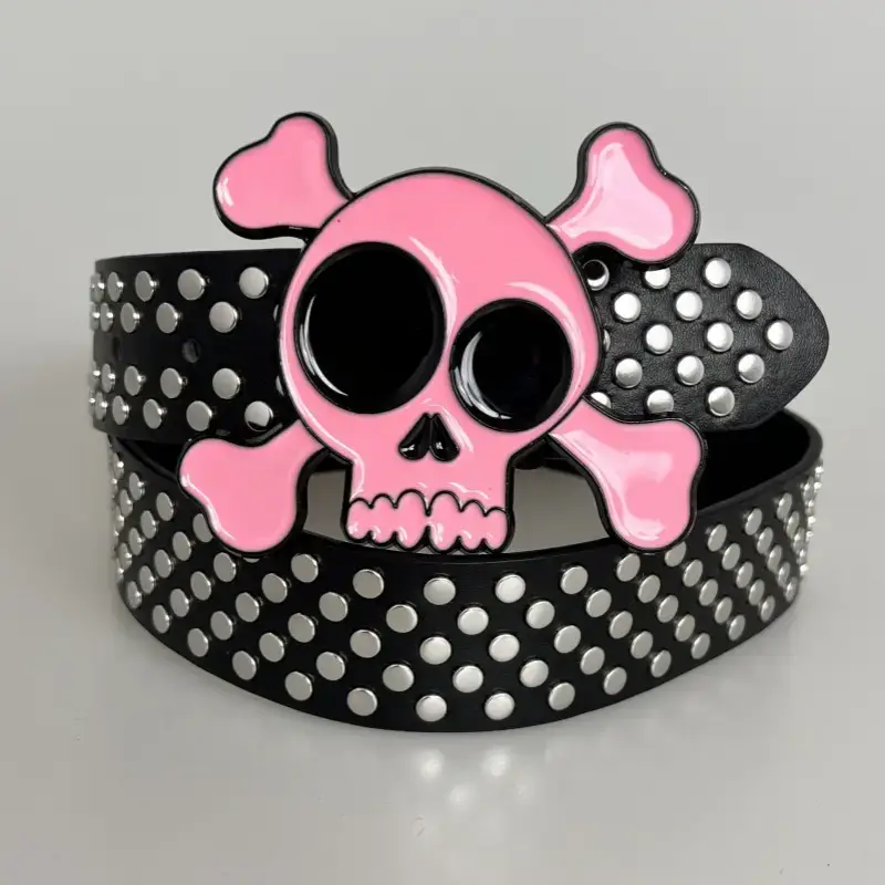 Black Skull Rivet Belt for Men Women Hip Hop Gothic — feature 6