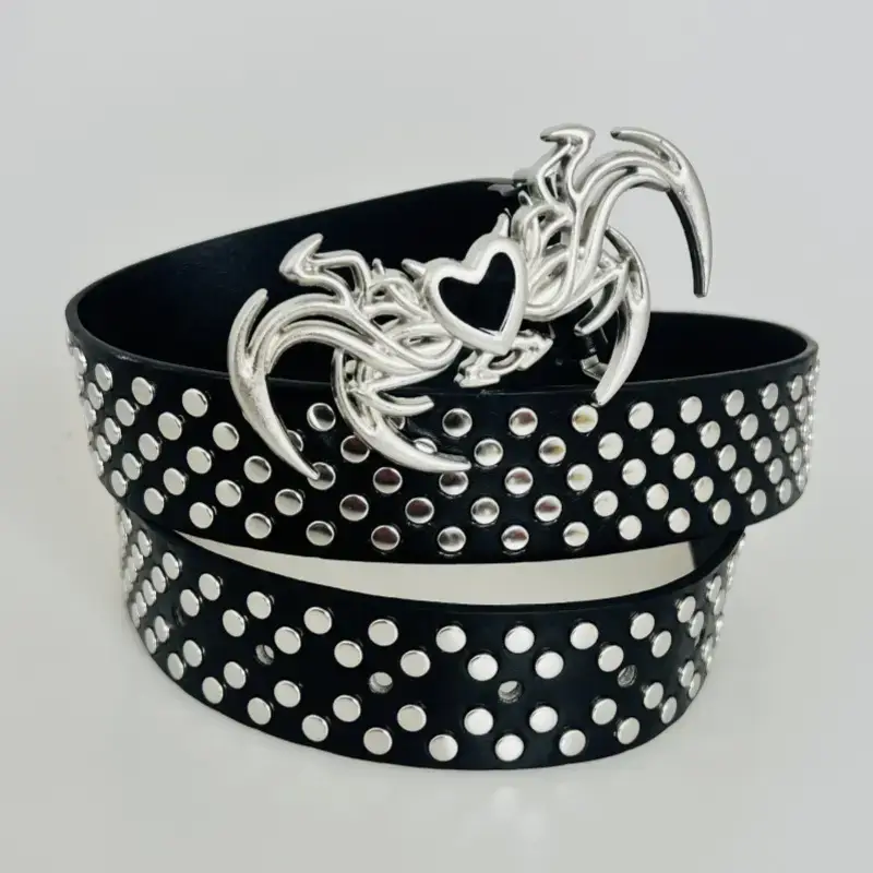 Black Skull Rivet Belt for Men Women Hip Hop Gothic - Image 4