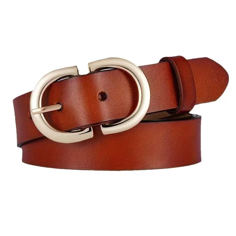 Women's Brown Cowhide Belt with Silver Buckle - Image 13