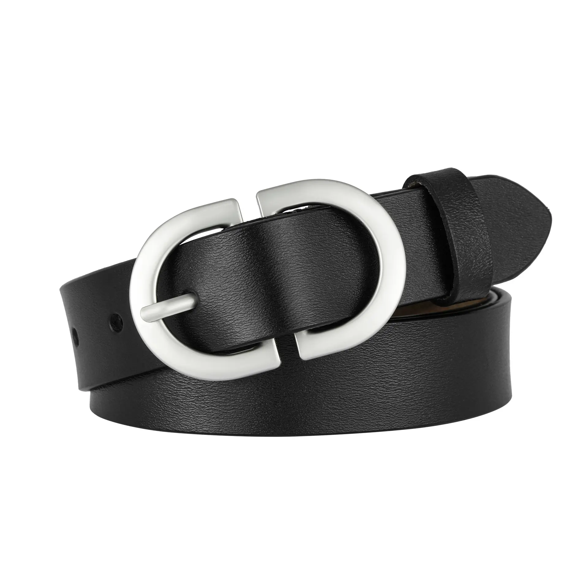 Women's Brown Cowhide Belt with Silver Buckle - Image 2