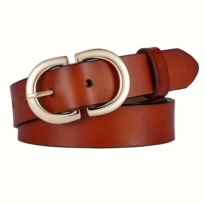 Women's Brown Cowhide Belt with Silver Buckle - Image 3